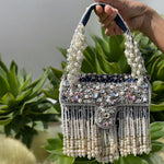 Load image into Gallery viewer, Designer Pearl Crystal Clutch - Black