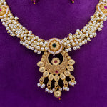Load image into Gallery viewer, Kavya Copper Ethnic Pearl Choker With Earrings