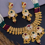 Load image into Gallery viewer, Pallavi Copper Ethnic Choker With Earrings - Maroon Green