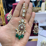 Load image into Gallery viewer, Sushila Layer premium Kundal Polki Necklace - Rani Green