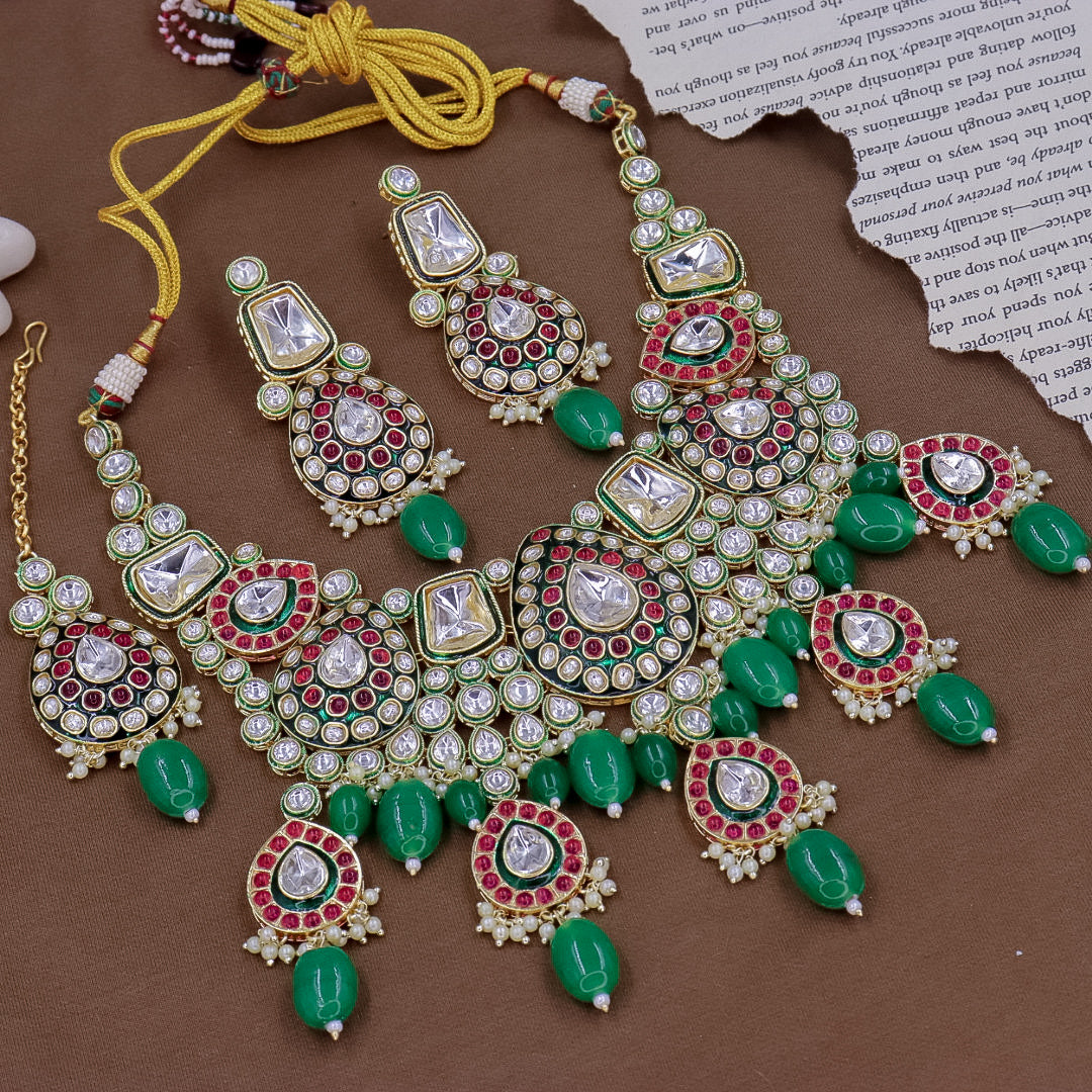 Premium Shaina Semi Bridal Polki Set