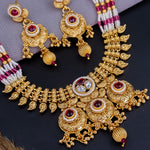 Load image into Gallery viewer, Pallavi Copper Ethnic Choker With Earrings - Maroon