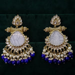 Load image into Gallery viewer, Zariah Chandbali With Mother Of Pearl Stone - Blue