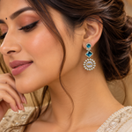 Load image into Gallery viewer, Johnna Sabya Designer Earrings - Teal Blue