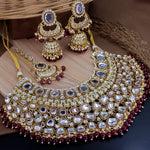 Load image into Gallery viewer, Nimrat Semi Bridal Choker Set With Jhumka + Teeka - Maroon