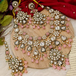 Load image into Gallery viewer, Rakhee Semi Bridal Kundan Polki Necklace-Pink