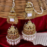Load image into Gallery viewer, Simona Oversize Jhumka With Kanchain - White