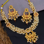 Load image into Gallery viewer, Kavya Copper Ethnic Pearl Choker With Earrings