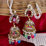 Load image into Gallery viewer, Mishri Mirror Jhumka With Kaanchain- Multi
