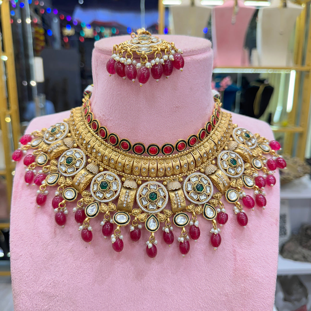 Shreya Semi Bridal Rajwadi Necklace Set