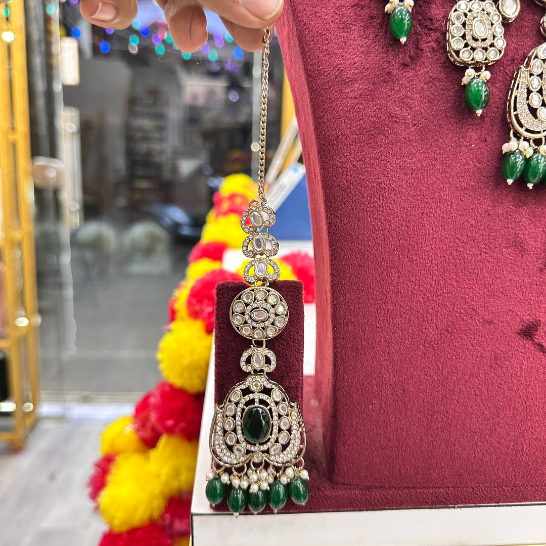 Niharika Semi Bridal Necklace Set (Nacklace, Earrings, Sheeshphool, Nath