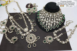 Load image into Gallery viewer, Sufi Full Bridal Necklace - (Short Choker, Long Necklace, Earrings, Hathpanja Pair, Sheeshphool, Nath)