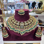 Load image into Gallery viewer, Cihana Semi bridal Rajwadi Necklace-Green
