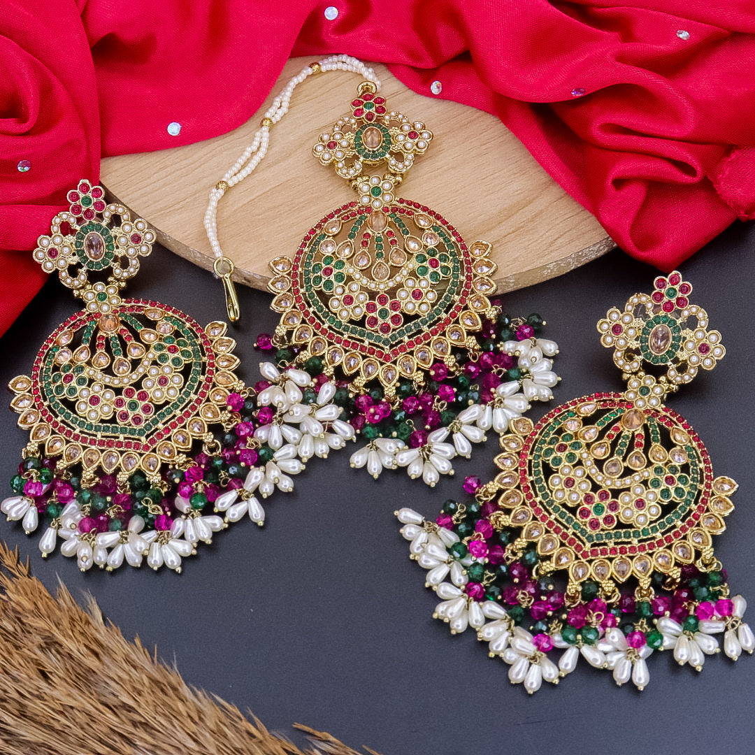 Krupa Reverse AD  Statement Chandbali With Mangtika