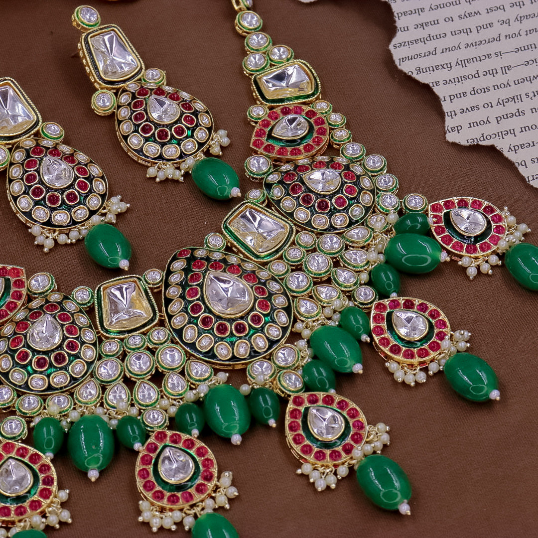 Premium Shaina Semi Bridal Polki Set