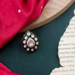 Load image into Gallery viewer, Polki Siya Ring Adjustable