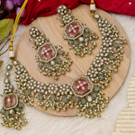 Load image into Gallery viewer, Soha Heritage Statement Necklace- Pink Mint