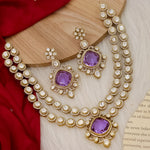 Load image into Gallery viewer, Rubina Moissanite Layered Necklace- Purple