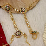 Load image into Gallery viewer, Polki Semi Bridal Set With Earrings + Mangtika +Nath+Hathpanja