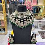 Load image into Gallery viewer, Shruti Semi Bridal Necklace Set (Nacklace, Earrings, Sheeshphool, Nath