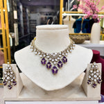 Load image into Gallery viewer, Madhura Moissianite Necklace with Duplet Stones - Purple