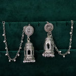 Load image into Gallery viewer, German Silver Jhumka with Kanchain