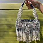 Load image into Gallery viewer, Designer Pearl Crystal Clutch - Black