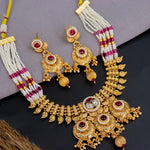 Load image into Gallery viewer, Pallavi Copper Ethnic Choker With Earrings - Maroon