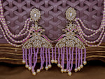 Load image into Gallery viewer, Amna Peacock Earrings With Kanchain - Lavender