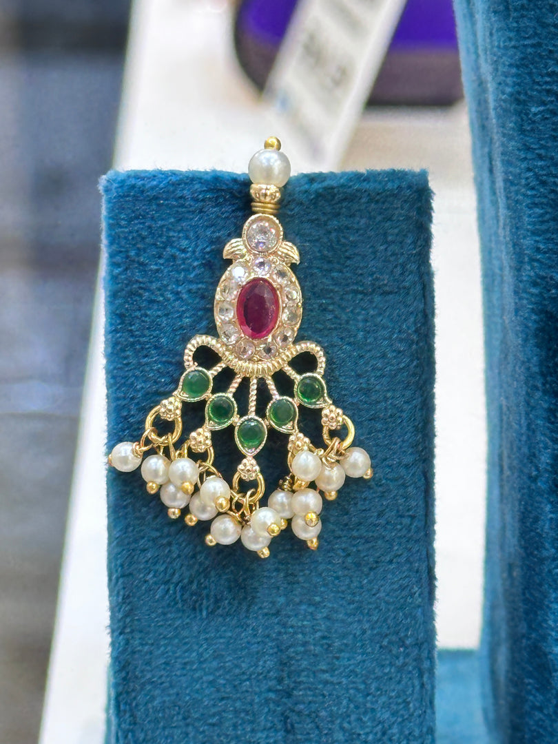 Gujarati Style Premium Kundan Necklace (2 Necklace + Earrings & Teeka)