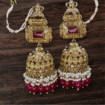 Load image into Gallery viewer, Simona Oversize Jhumka With Kanchain - Red