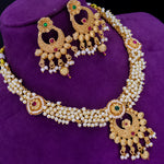 Load image into Gallery viewer, Kavya Copper Ethnic Pearl Choker With Earrings