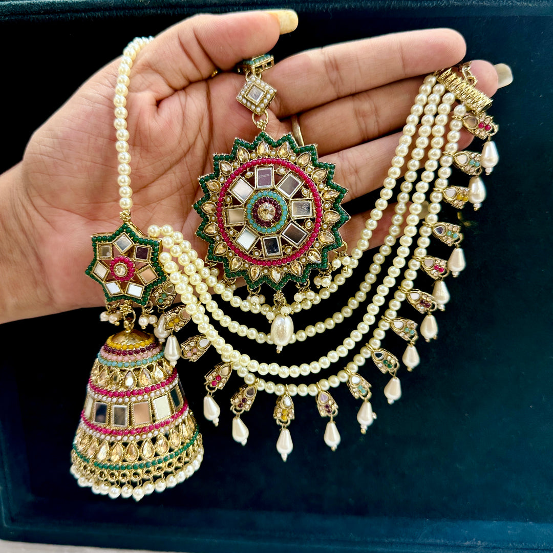 Viral Sushanti Mirror Jhumka With Bahubali Kanchain-Multi
