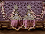 Load image into Gallery viewer, Amna Peacock Earrings With Kanchain - Baby Pink