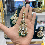 Load image into Gallery viewer, Renu Kundan Polki Semi Bridal Necklace - Green