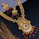 Load image into Gallery viewer, Meenakshi Copper Long Ethnic Necklace