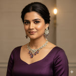 Load image into Gallery viewer, Madhura Moissianite Necklace with Duplet Stones - Purple