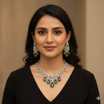 Load image into Gallery viewer, Madhura Moissianite Necklace with Duplet Stones - Green