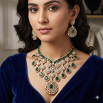 Load image into Gallery viewer, Designer vibhuti Moissianite Choker - Green