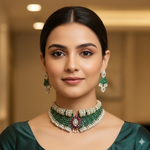 Load image into Gallery viewer, Designer Miran Moissianite Choker - Ruby Green