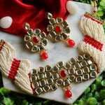 Load image into Gallery viewer, Shanaya Mirror Finish Kundan Choker Set - Red