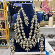 Bindya Kundan Polki Semi Bridal Necklace - Pink Mint