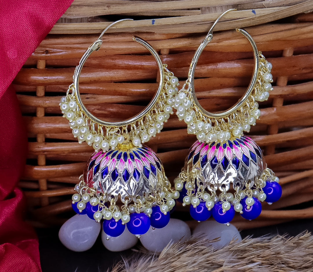 Jimmy Meenakari Hoop Jhumka