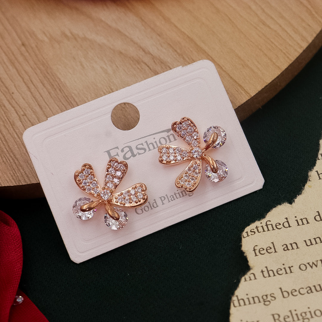 Flower Rose Gold AD Studs