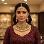 Load image into Gallery viewer, Rihanna Semi Bridal High Gold Polish Rajwadi Necklace
