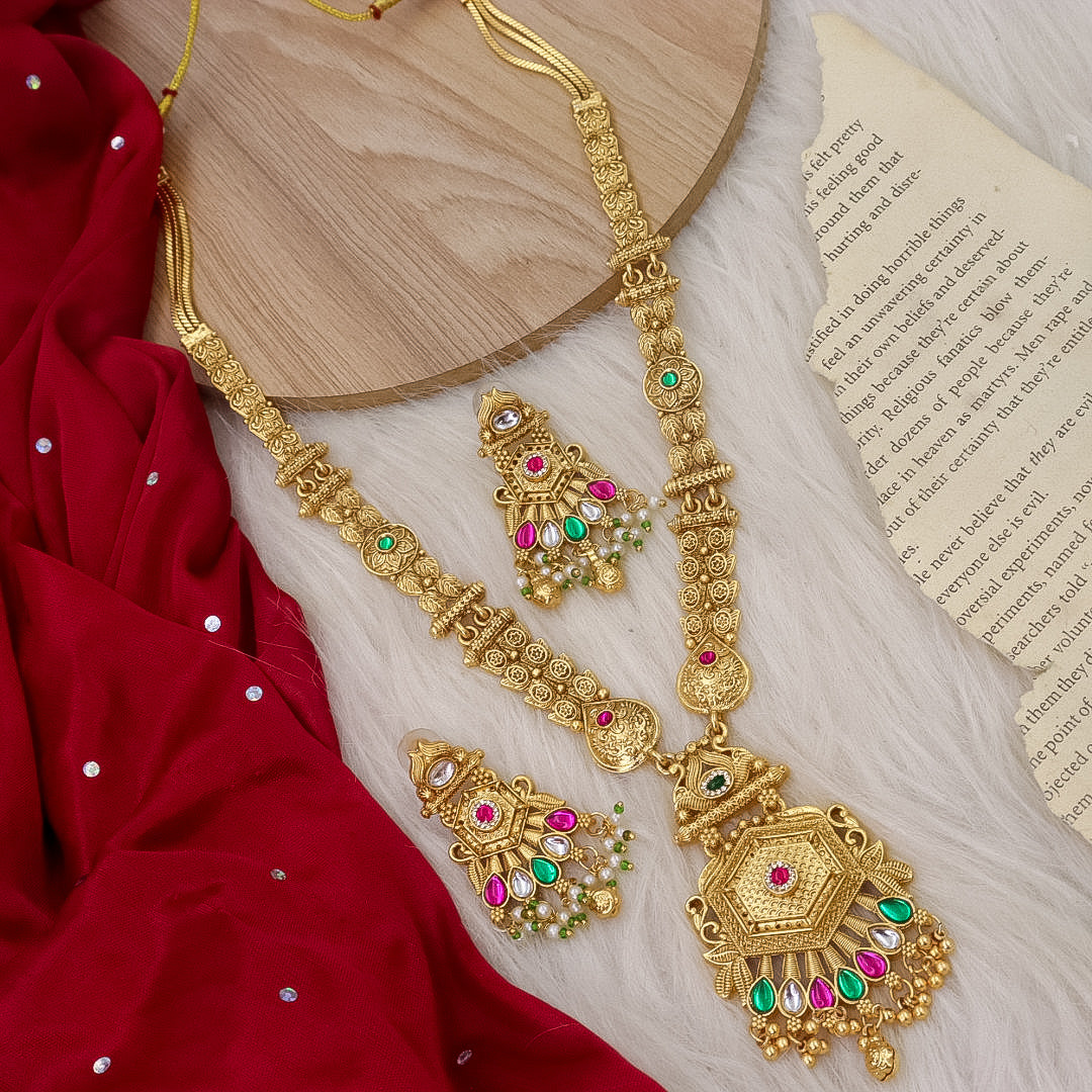 Pranali Long Rajwadi Necklace