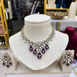 Load image into Gallery viewer, Madhura Moissianite Necklace with Duplet Stones - Purple
