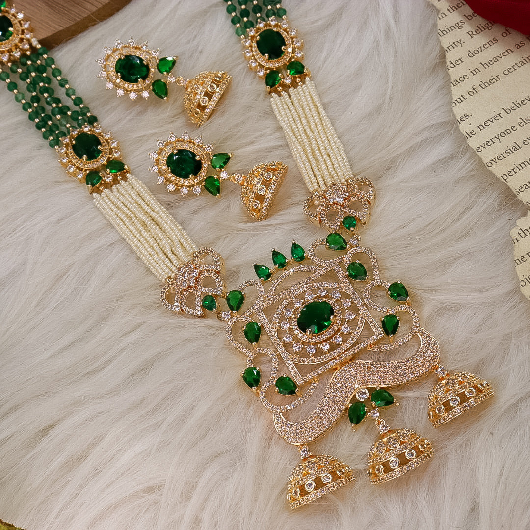 Puja Moissianite Long Moti Necklace