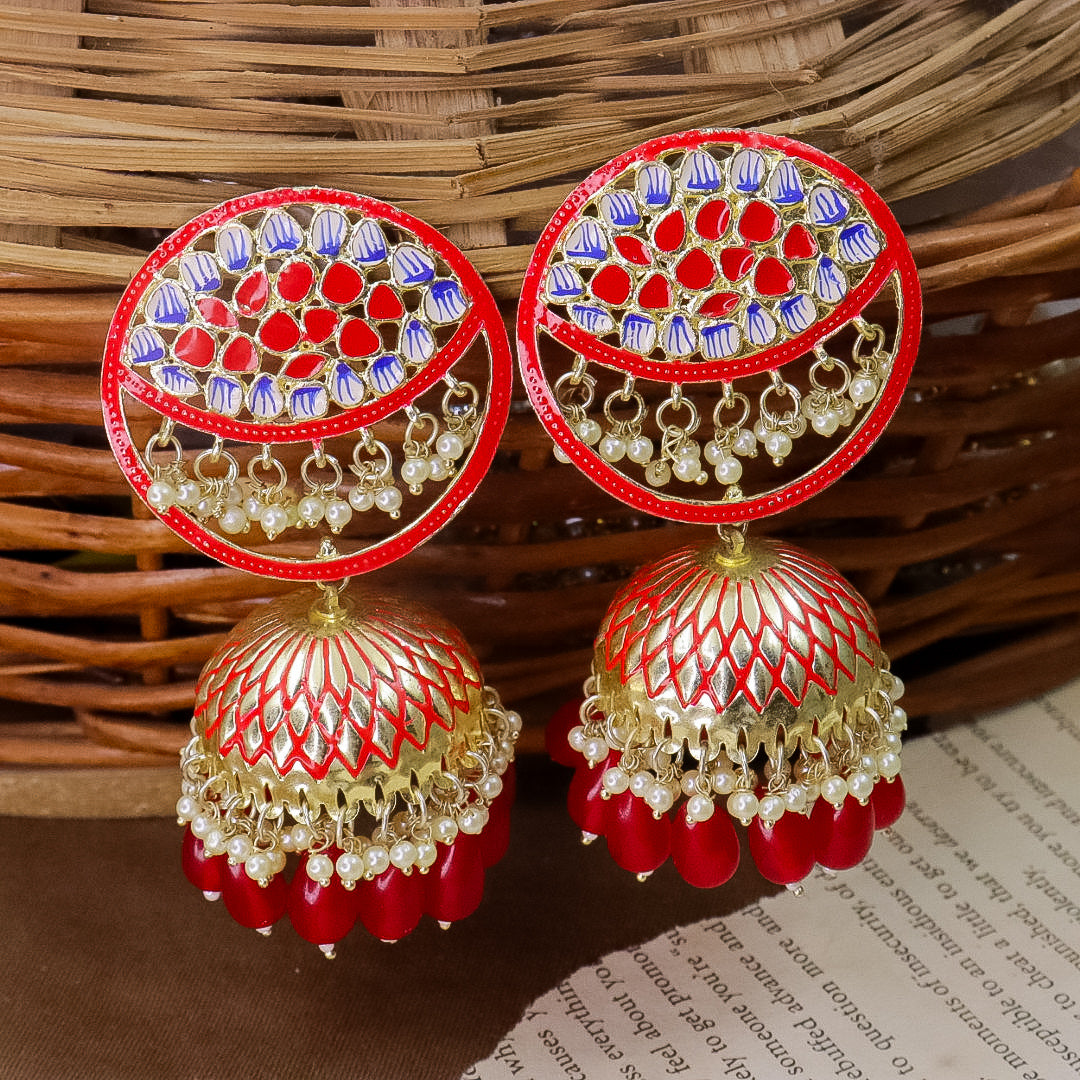 Red Ethnic Jhumka