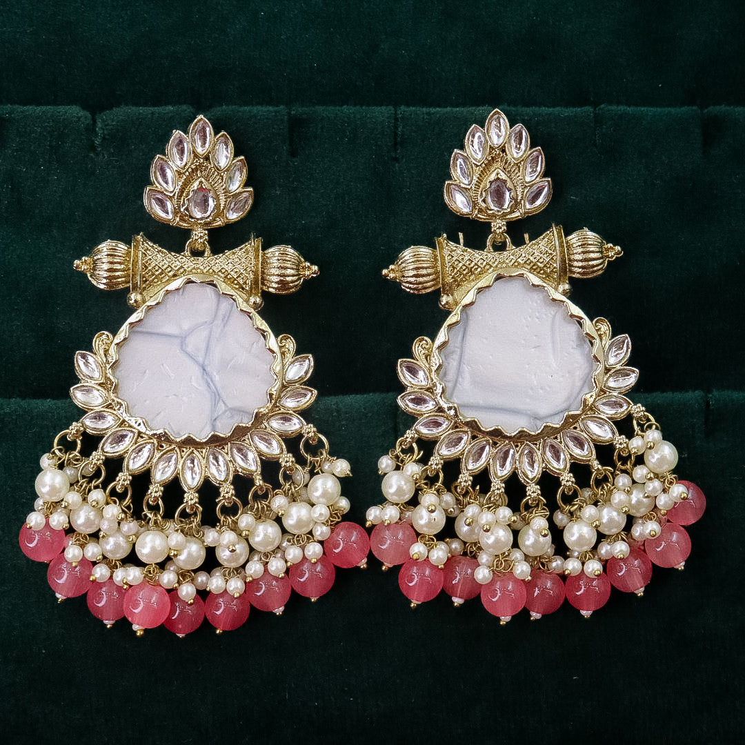 Zariah Chandbali With Mother Of Pearl Stone - Pink